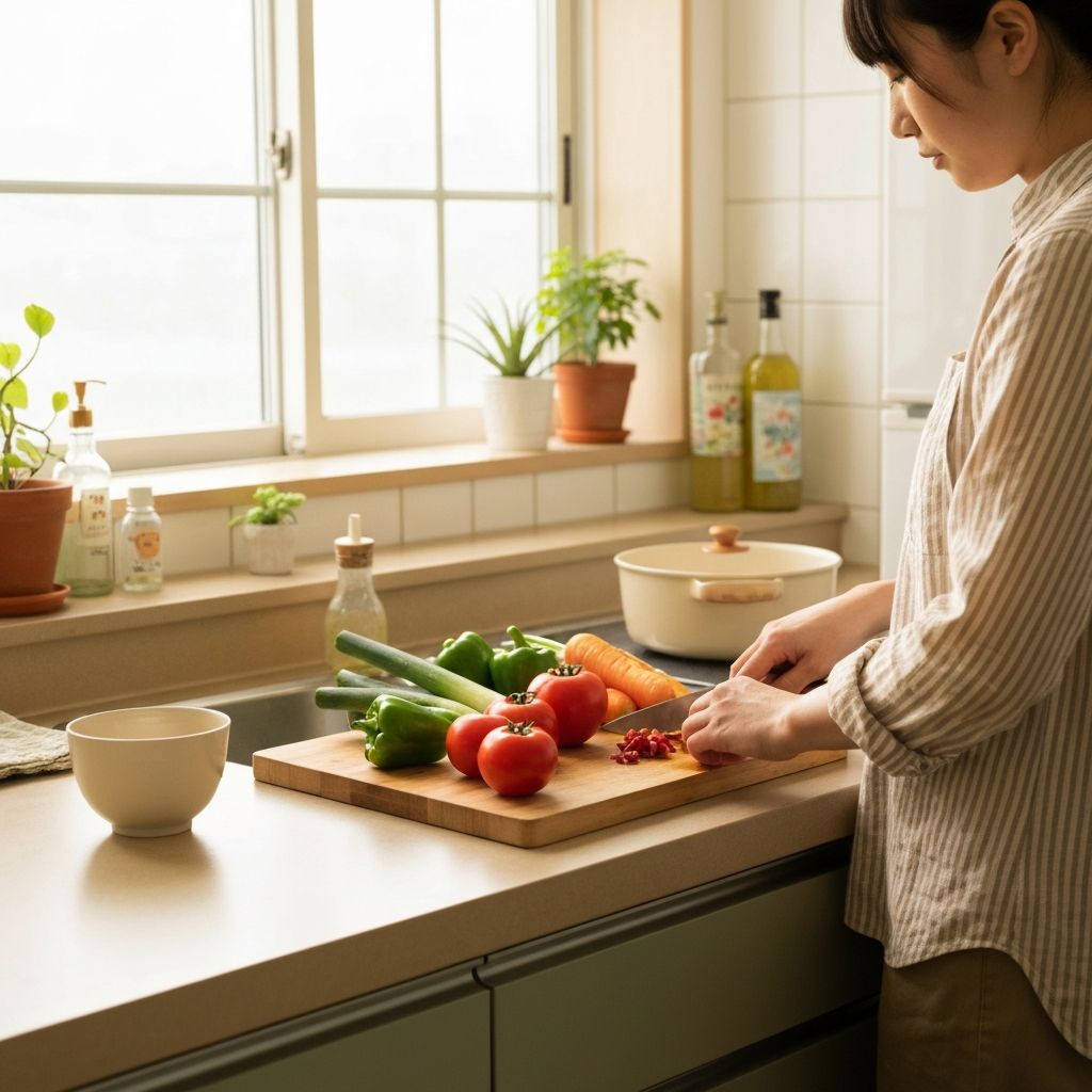 Готвене у дома с пресни ингредиенти и дървена дъска