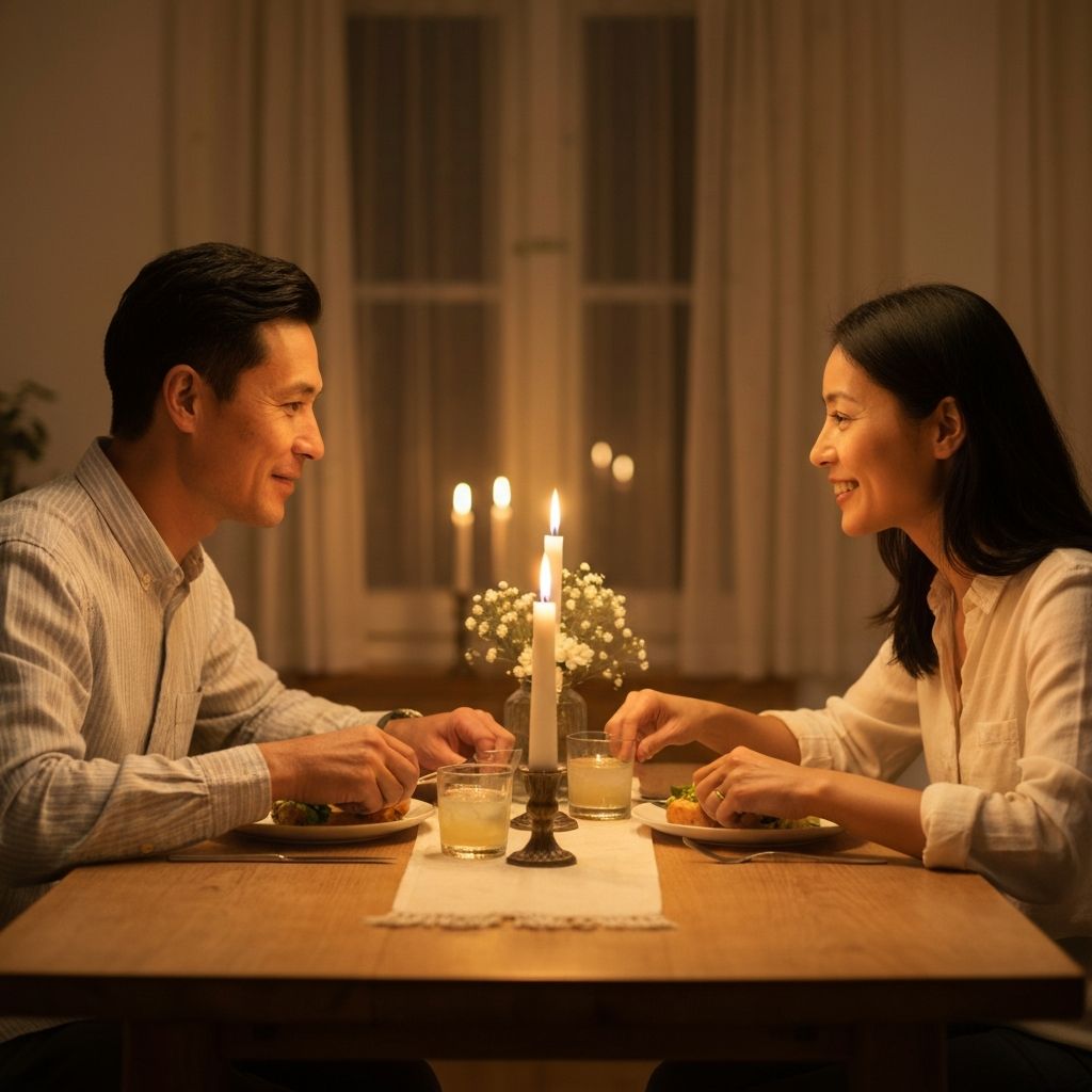 Двама хора седят при маса и ядят спокойно заедно